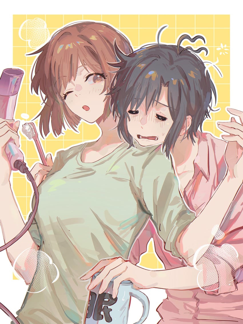 kikuchi makoto and hagiwara yukiho (idolmaster) drawn by yumi_xsh