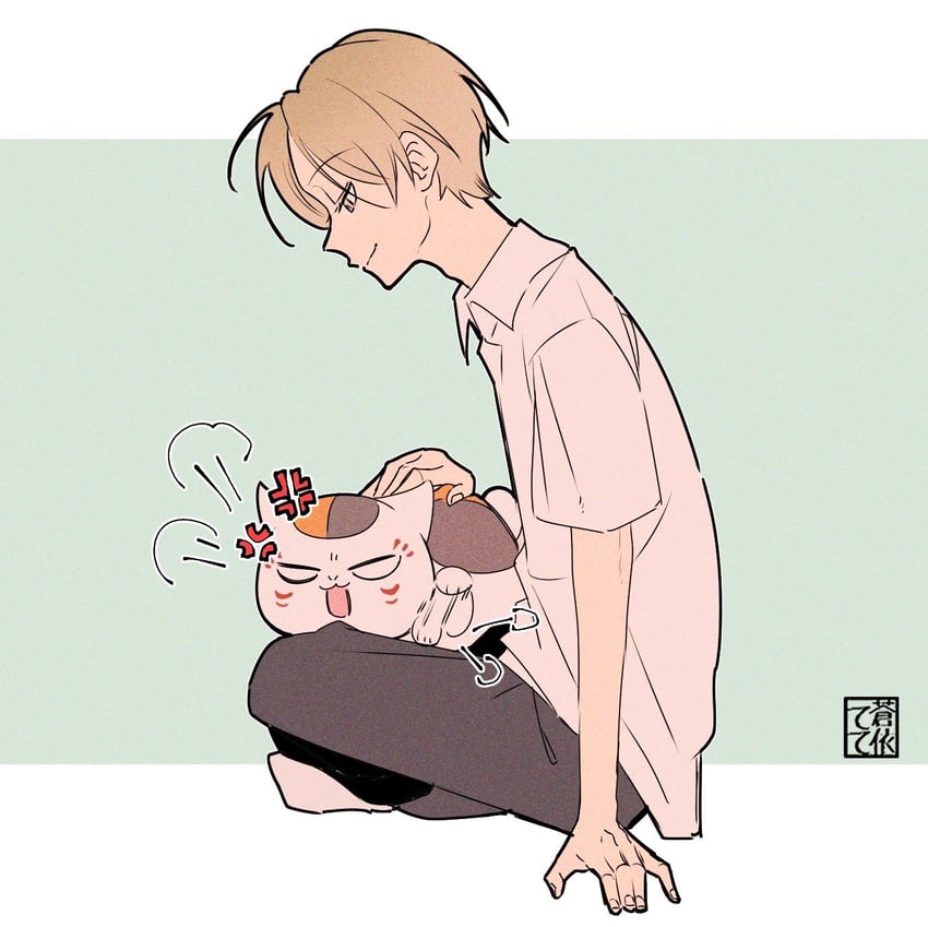 natsume takashi and nyanko-sensei (natsume yuujinchou) drawn by aoi_tete