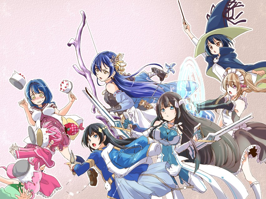 sonoda umi, furutani himawari, tougou mimori, kagura hikari, sherlock shellingford, and 4 more (love live! and 9 more) drawn by urutsu_sahari