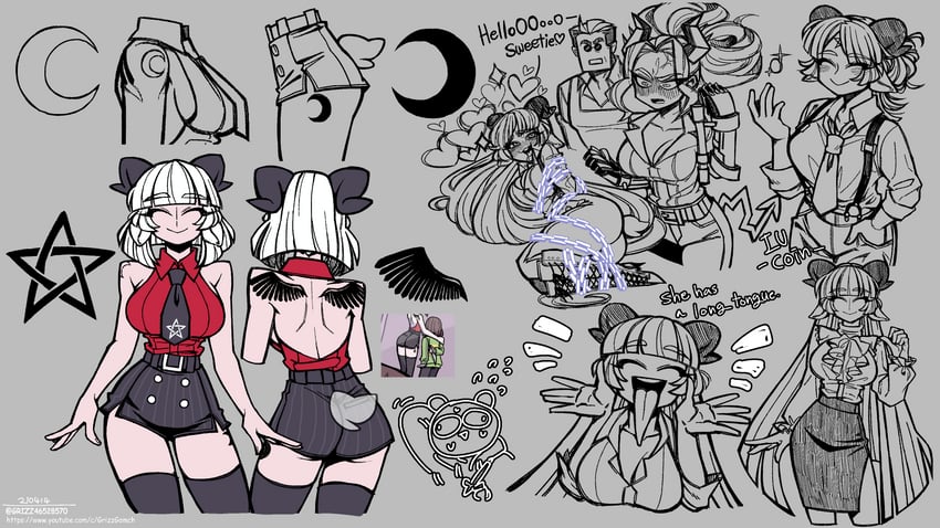 justice, helltaker, and baphomet (original and 1 more) drawn by grizz