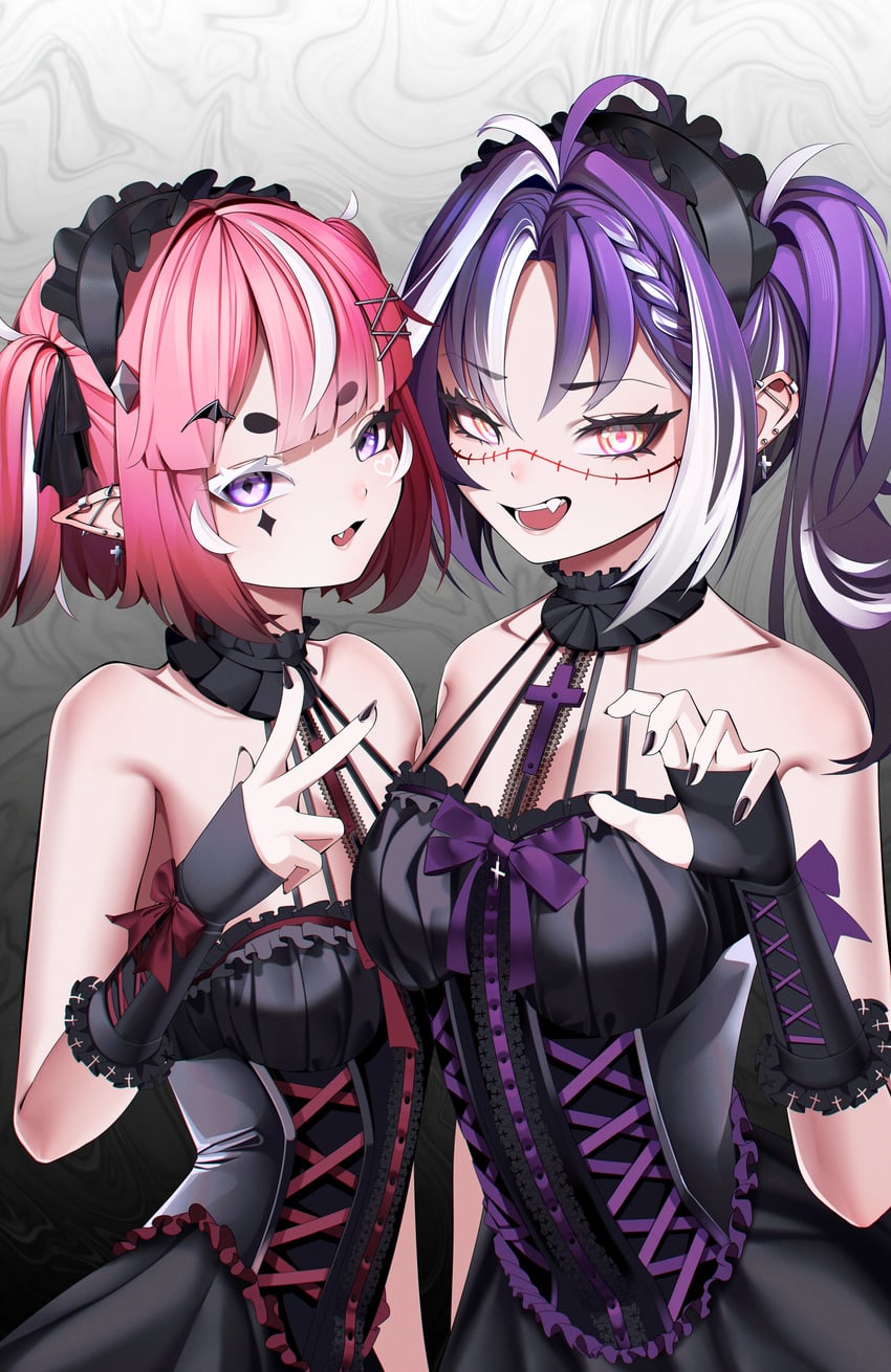 camila and michi mochievee (indie virtual youtuber and 1 more) drawn by mats_kuro