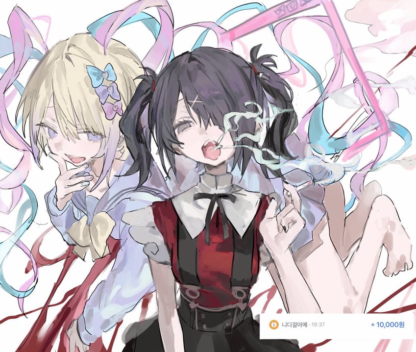 chouzetsusaikawa tenshi-chan and ame-chan (needy girl overdose) drawn by qqkkay