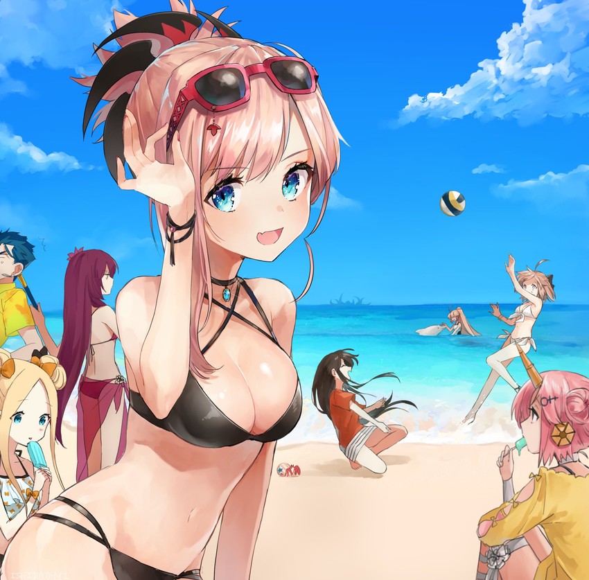 abigail williams, scathach, jeanne d'arc, okita souji, miyamoto musashi, and 3 more (fate and 1 more) drawn by ishida_umi