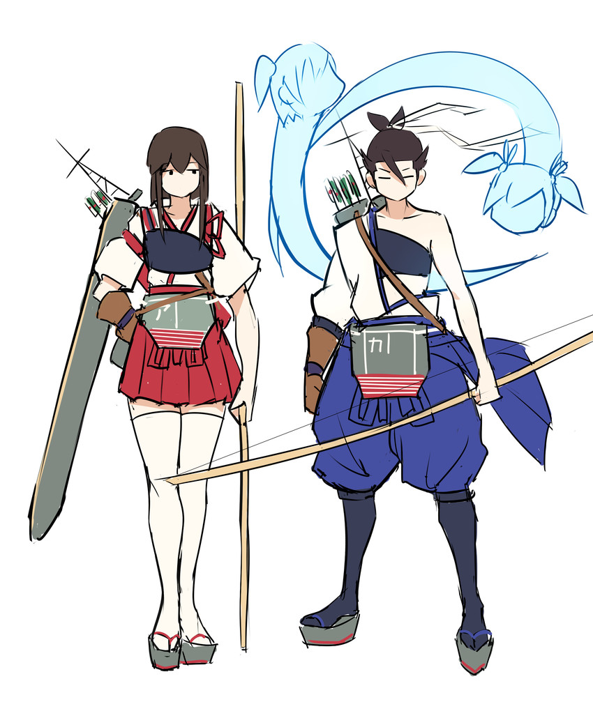 kaga, akagi, souryuu, hiryuu, and hanzo (kantai collection and 2 more) drawn by worst_(am-worst)