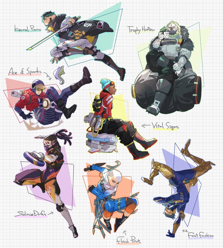 wattson, wraith, crypto, octane, lifeline, and 11 more (apex legends and 1 more) drawn by thundergotch