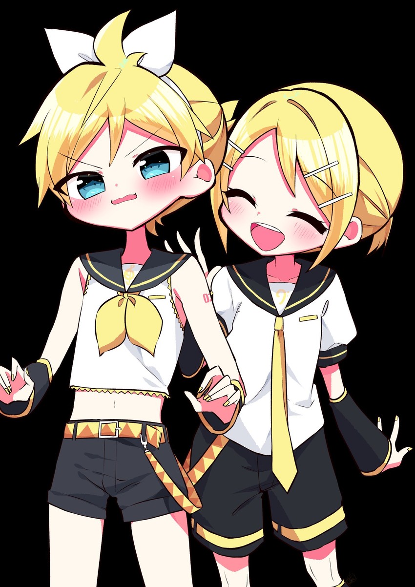 kagamine rin and kagamine len (vocaloid) drawn by kasaki_sakura