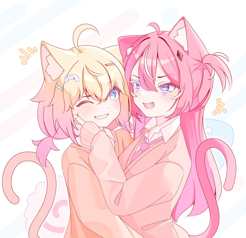 camila and minikomew (indie virtual youtuber) drawn by mats_kuro