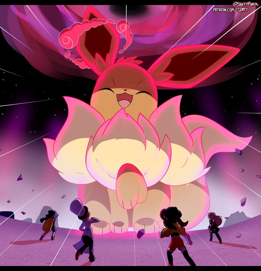 eevee, lass, gigantamax eevee, backpacker, dancer, and 1 more (pokemon and 1 more) drawn by sentypurr