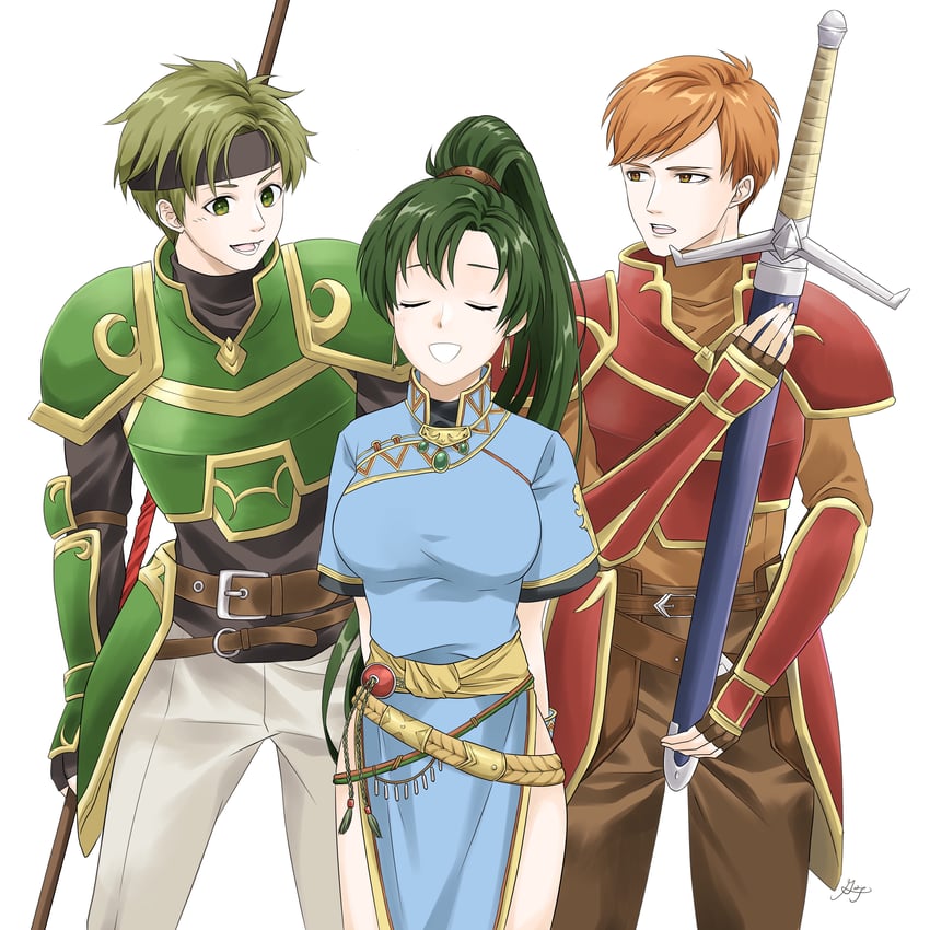 lyn, sain, and kent (fire emblem and 1 more) drawn by midori_no_baku