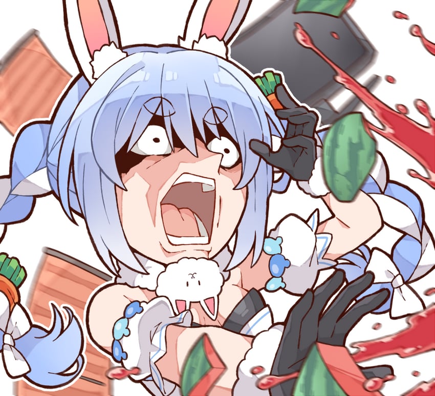 usada pekora and don-chan (hololive and 1 more) drawn by kukie-nyan