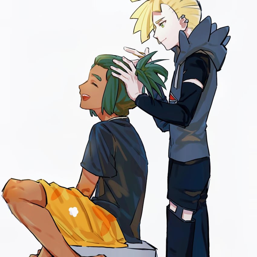 gladion and hau (pokemon and 1 more) drawn by shiki_(south4pole)