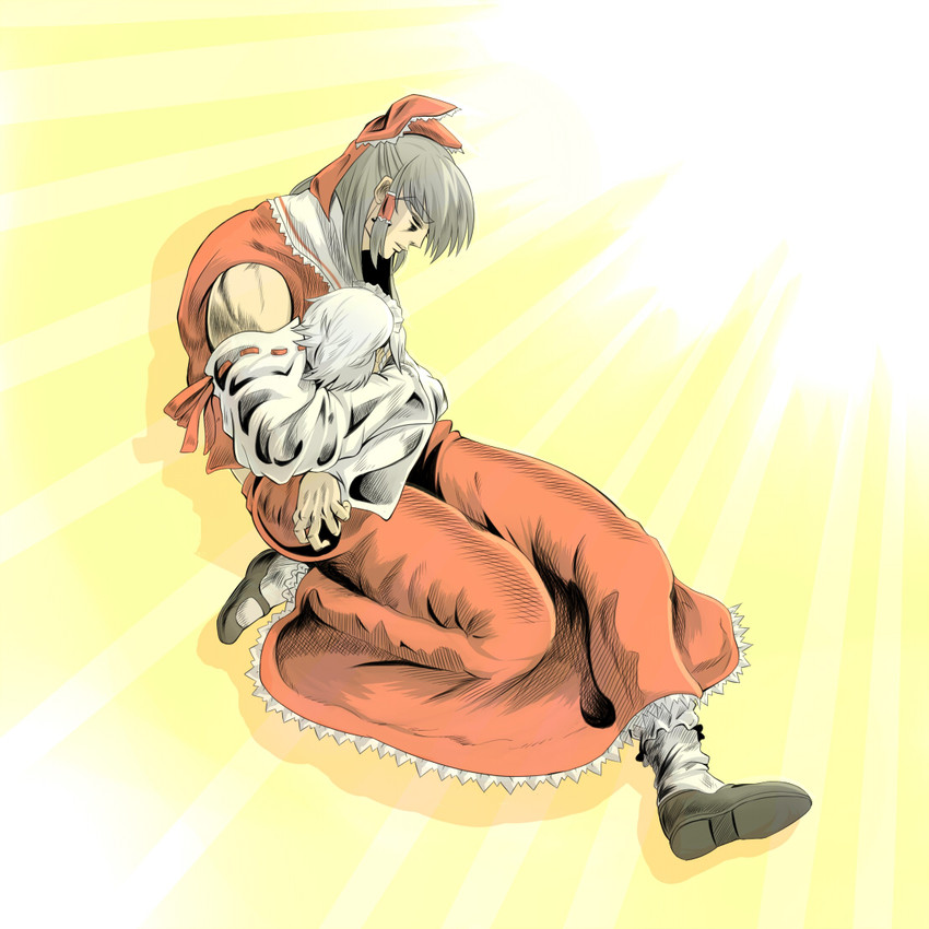 hakurei reimu, izayoi sakuya, dio brando, and jonathan joestar (touhou and 2 more) drawn by batsu