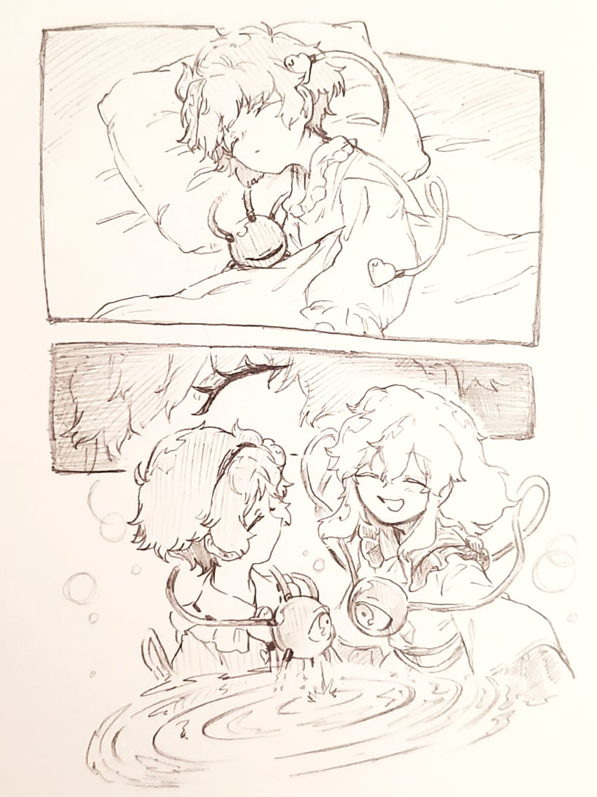 komeiji koishi and komeiji satori (touhou) drawn by menotama
