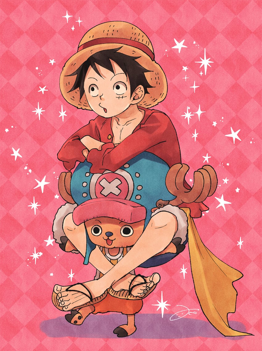 monkey d. luffy and tony tony chopper (one piece) drawn by aco_peda