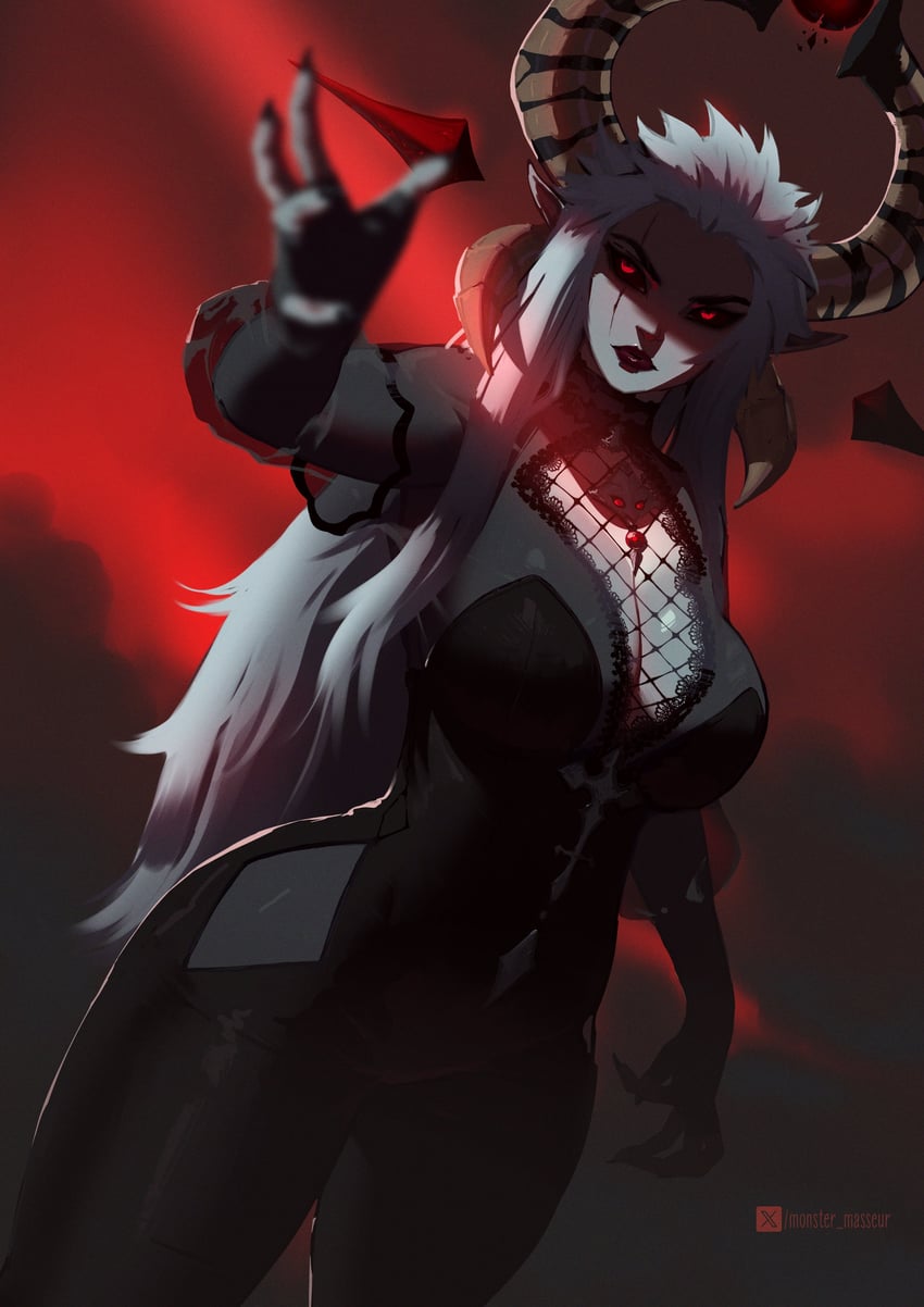 sister almonde and baphomet (original and 1 more) drawn by monster_masseur