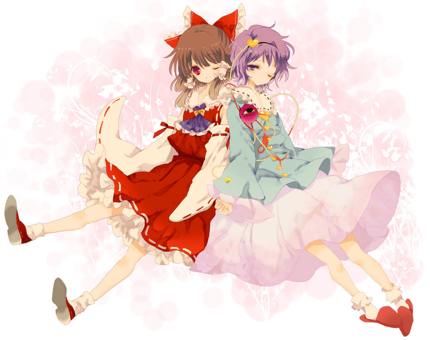 hakurei reimu and komeiji satori (touhou) drawn by yukirar