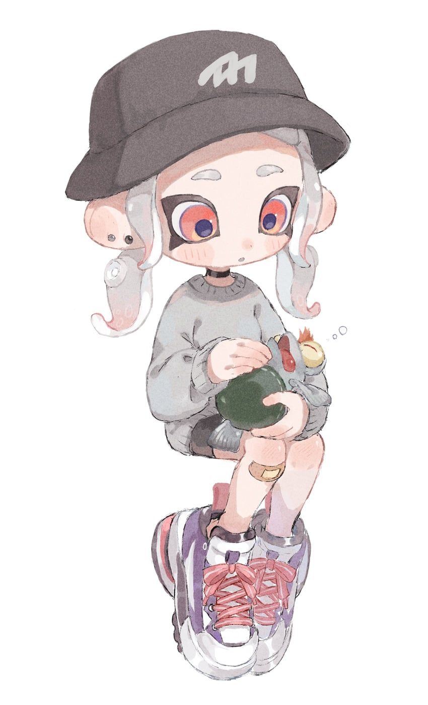 octoling player character, octoling girl, and smallfry (splatoon) drawn by myon_rio