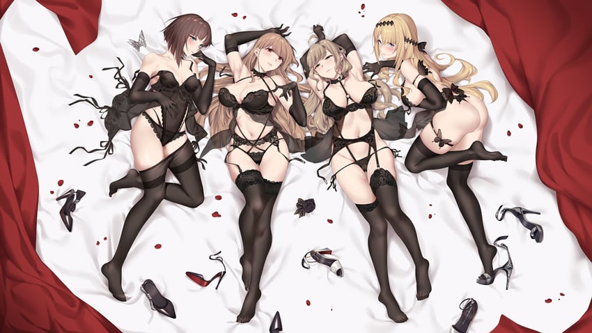 missouri, wisconsin, iowa, and new jersey (warship girls r) drawn by cartonbox_(zhixiang_zhi)