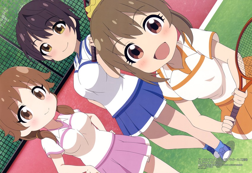 oikawa shizuku, katagiri sanae, and hori yuko (idolmaster and 3 more) drawn by asian_bridge