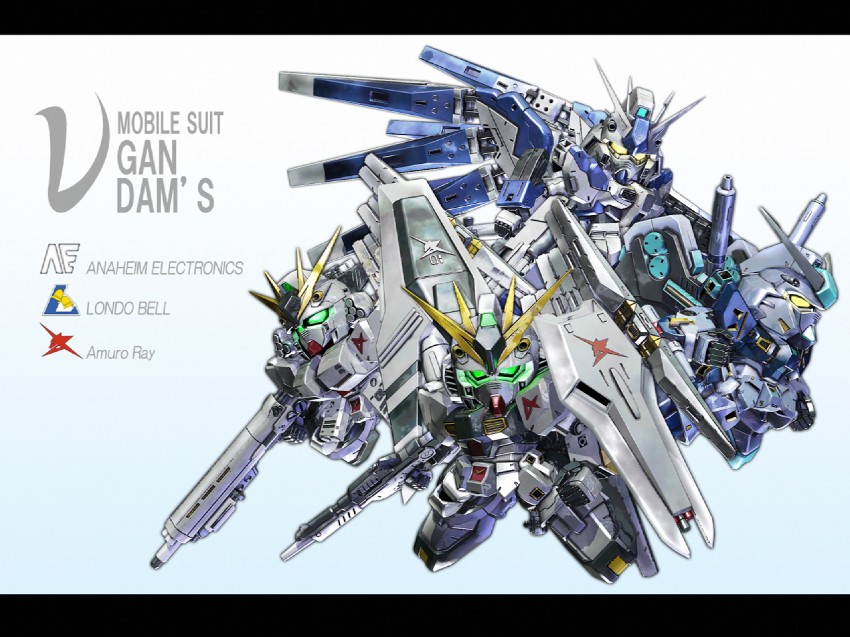 nu gundam, hi-nu gundam, nu gundam mp type, and nu gundam hws (gundam and 3 more) drawn by a_mituhashi