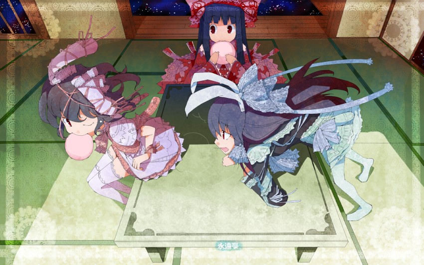 reisen udongein inaba, houraisan kaguya, and inaba tewi (touhou) drawn by momokan_(highestblue)