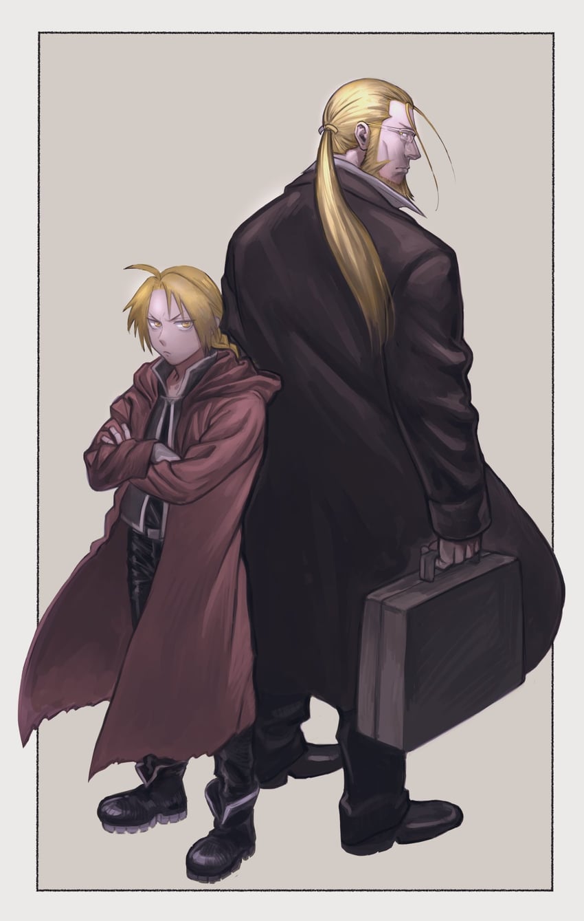 edward elric and van hohenheim (fullmetal alchemist) drawn by tobo_katsuo