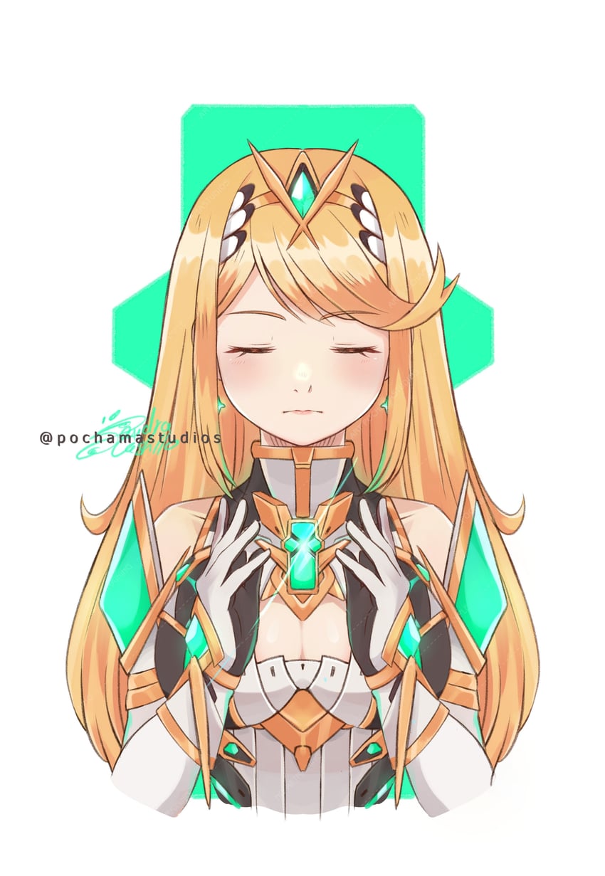 mythra (xenoblade chronicles and 1 more) drawn by pochamastudios