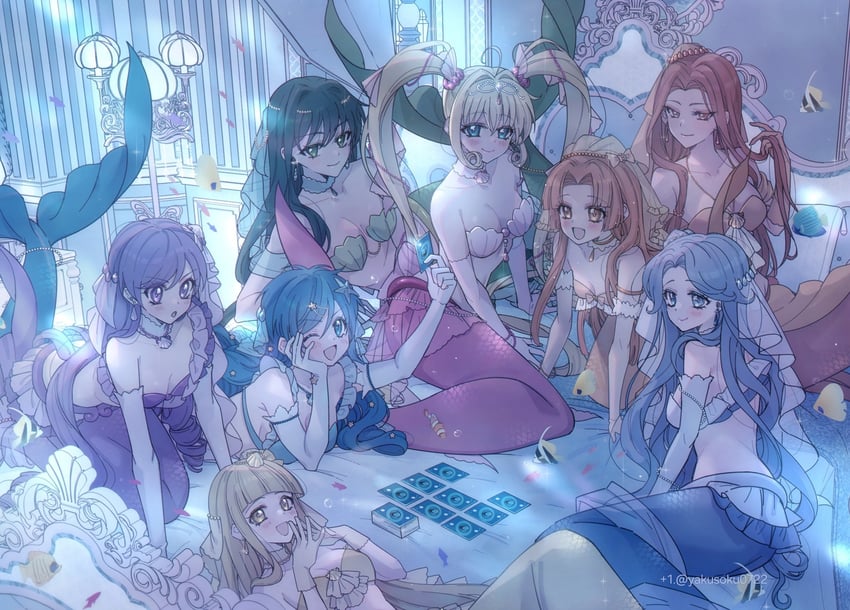 nanami lucia, houshou hanon, touin rina, seira, noel, and 3 more (mermaid melody pichi pichi pitch) drawn by +1_(yakusoku0722)