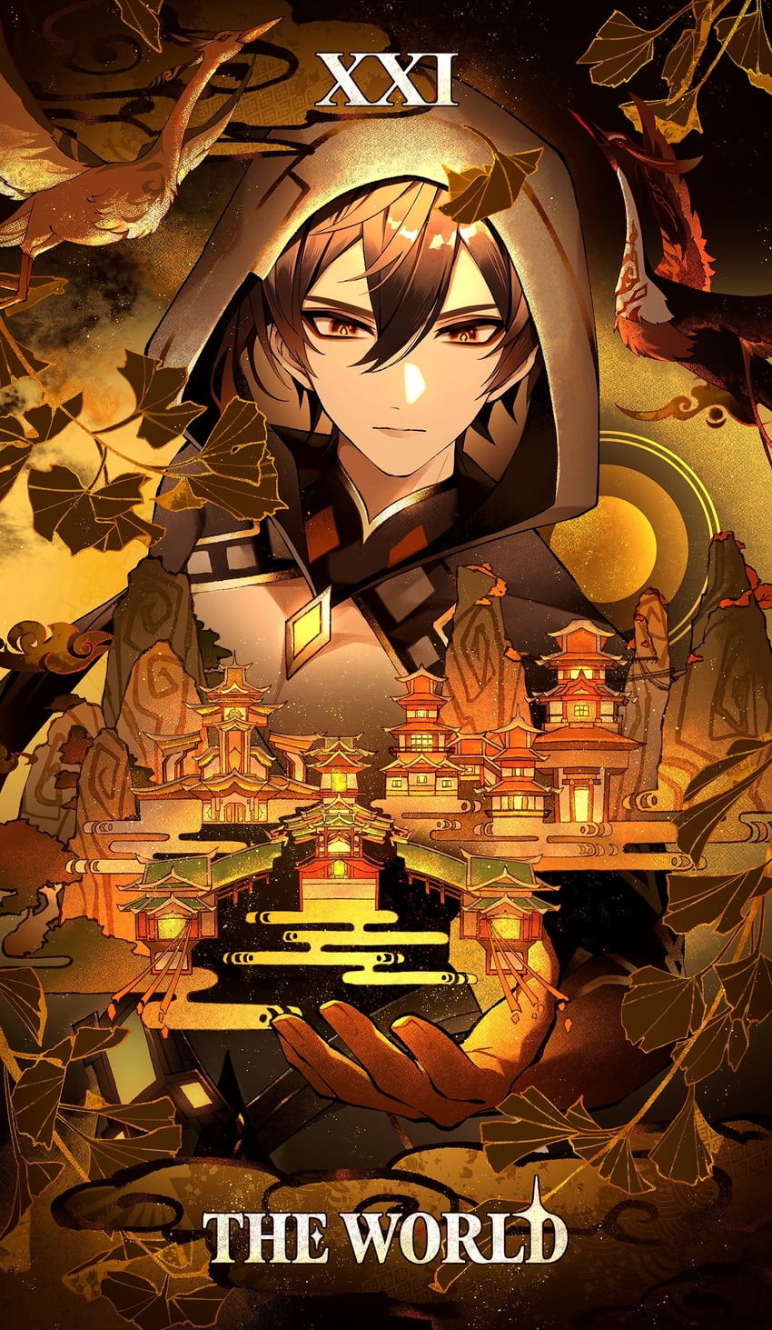 xianyun, zhongli, cloud retainer, and mountain shaper (genshin impact) drawn by cha_hanare