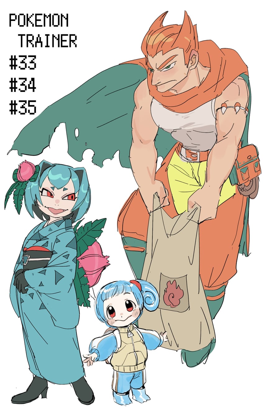 charizard, squirtle, and ivysaur (pokemon and 1 more) drawn by dancho_no_mori