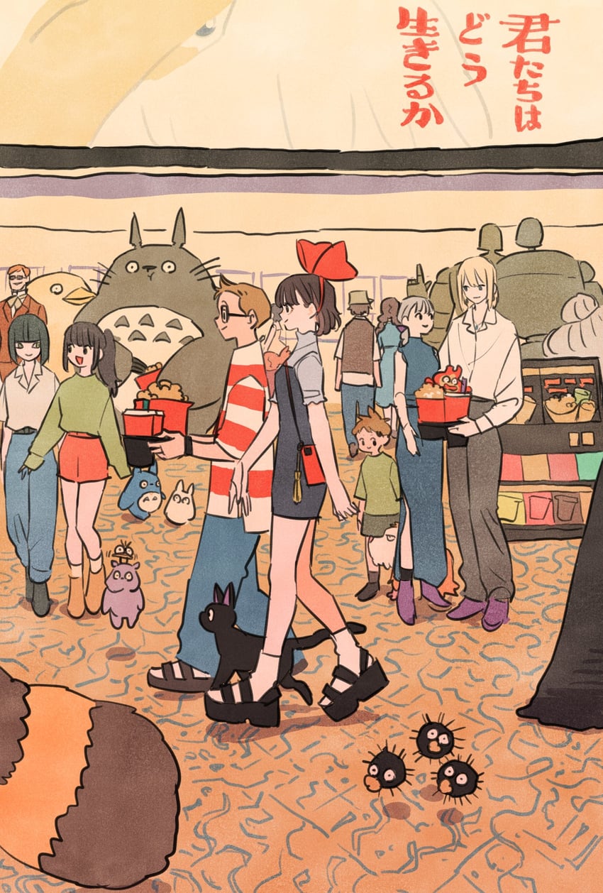 kiki, howl pendragon, jiji, ogino chihiro, totoro, and 22 more (studio ghibli and 6 more) drawn by takeuchi_ryousuke
