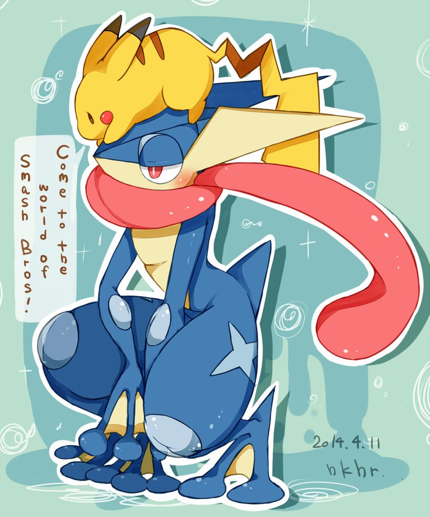 pikachu and greninja (pokemon and 1 more) drawn by nuka_(rinmido6354)