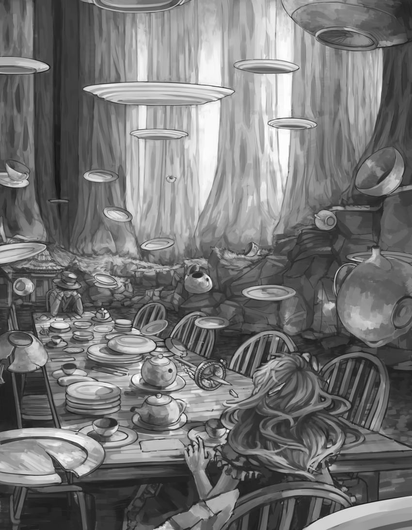 alice and mad hatter (alice's adventures in wonderland) drawn by ippomoea