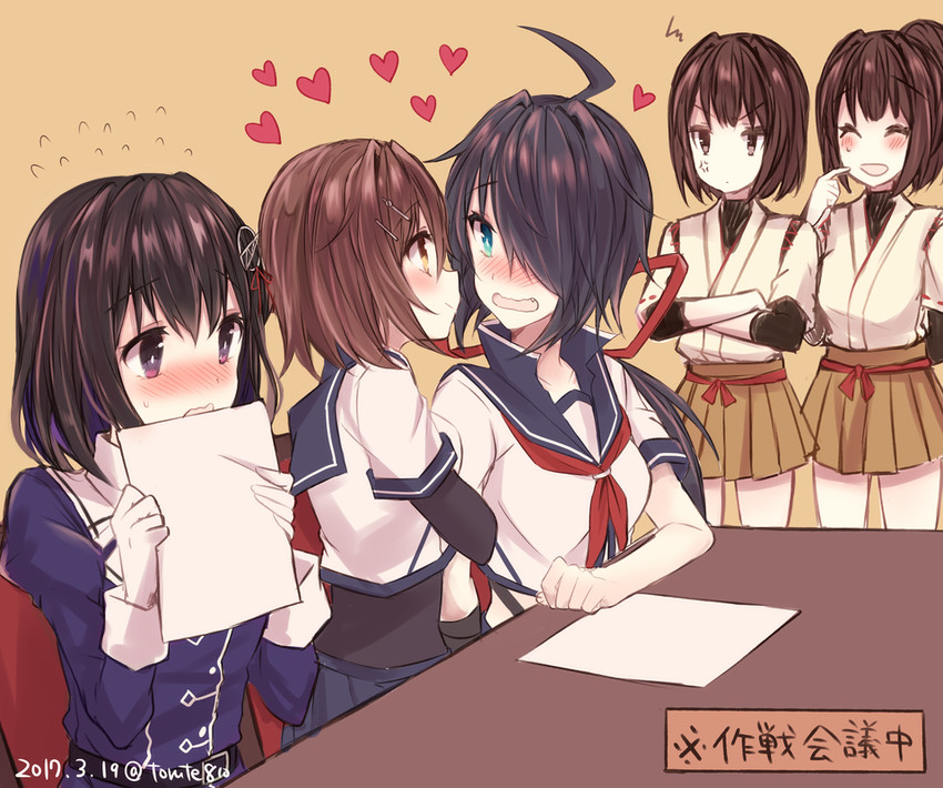 hyuuga, haguro, ise, furutaka, kako, and 3 more (kantai collection) drawn by kabocha_torute