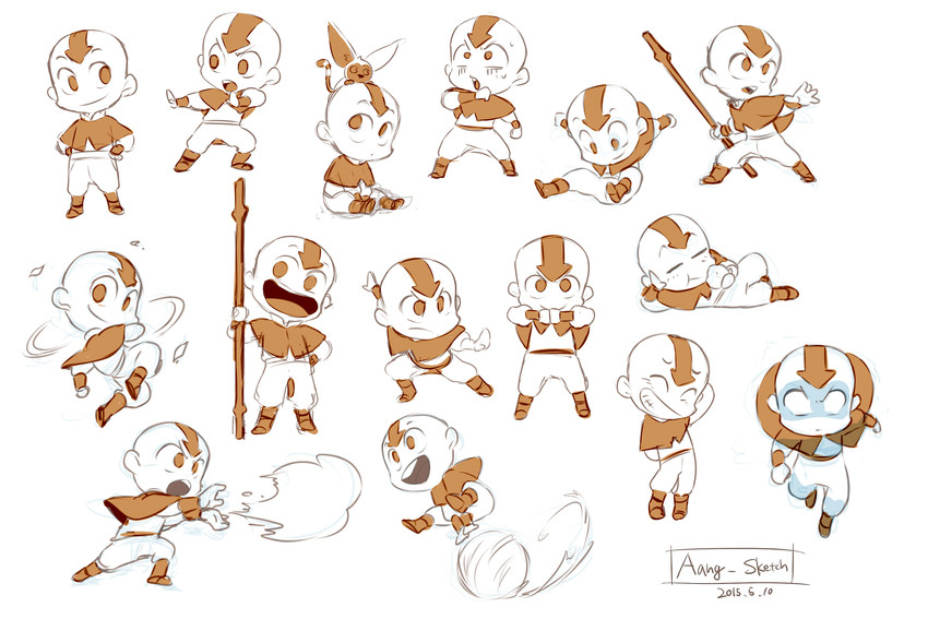 aang and momo (avatar legends and 1 more) drawn by motohashi_mari