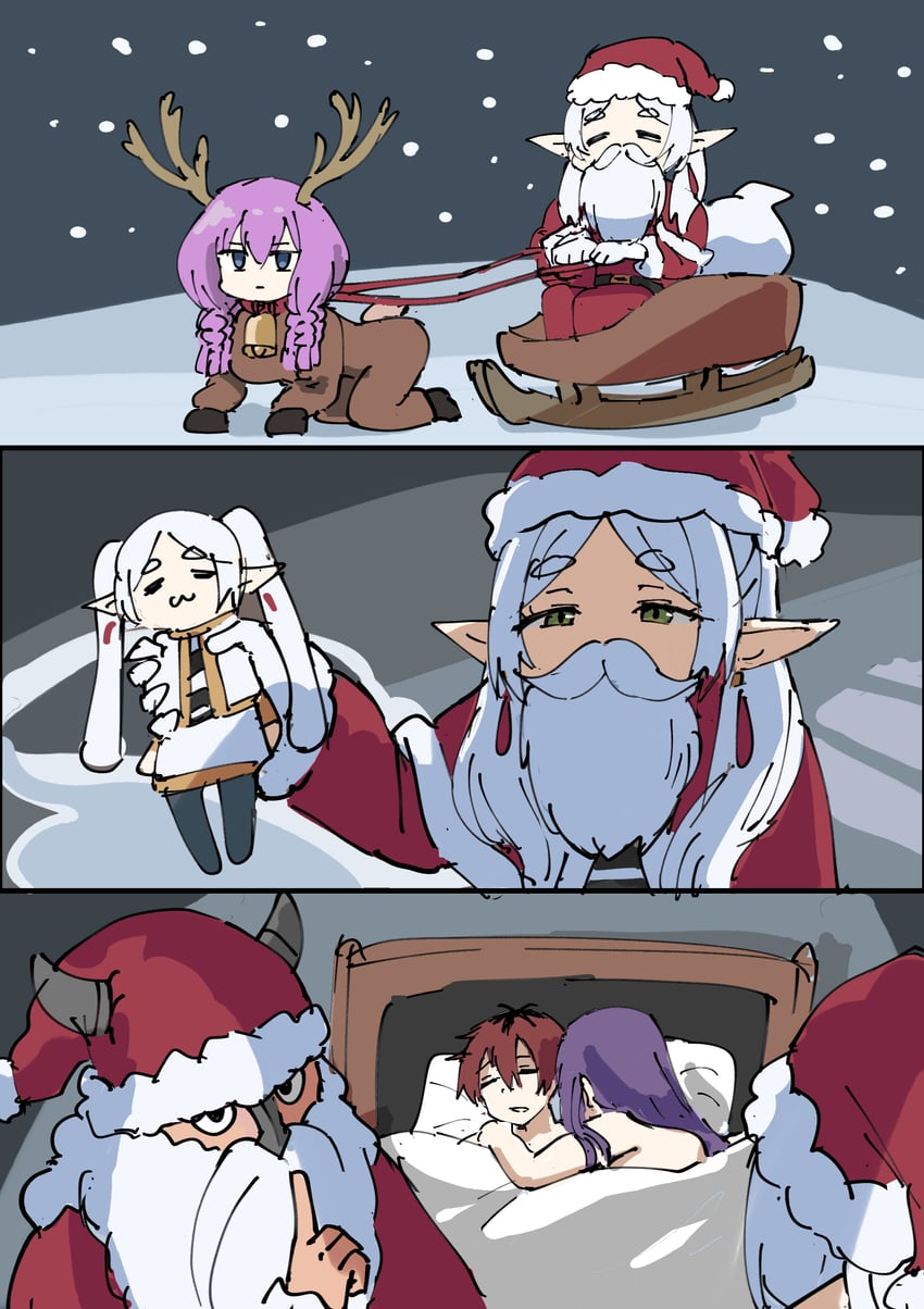 frieren, fern, stark, aura, and eisen (sousou no frieren) drawn by tenten_(chan4545)