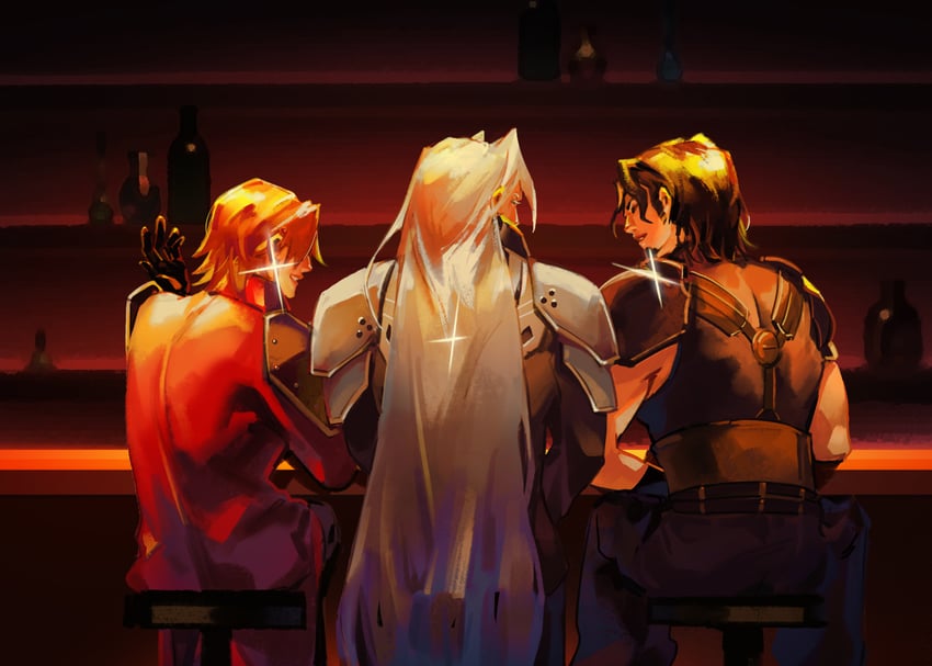 sephiroth, genesis rhapsodos, and angeal hewley (final fantasy and 2 more) drawn by 96min69