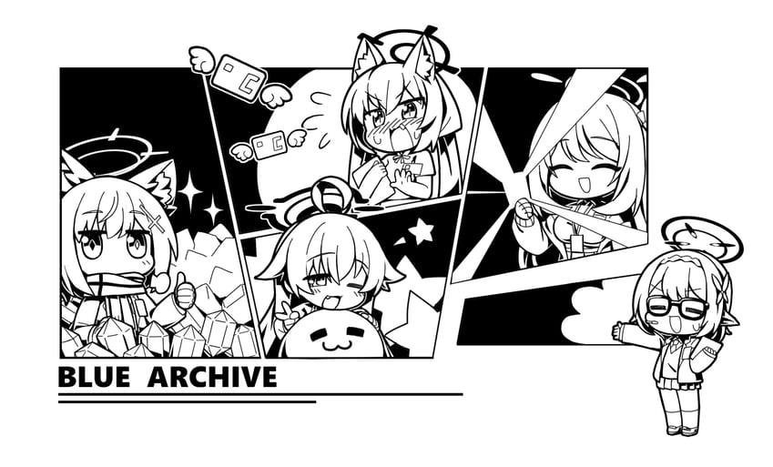 shiroko, hoshino, nonomi, serika, and ayane (blue archive) drawn by needle_(574187457)