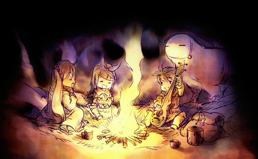 hatsune miku, kagamine rin, and kagamine len (vocaloid) drawn by nagimiso