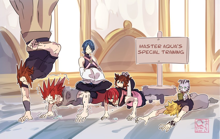 kairi, aqua, ventus, terra, chirithy, and 1 more (kingdom hearts) drawn by qbaysan