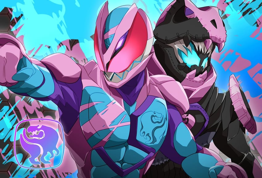 kamen rider revi and kamen rider vice (kamen rider and 1 more) drawn by miyabi_(037)