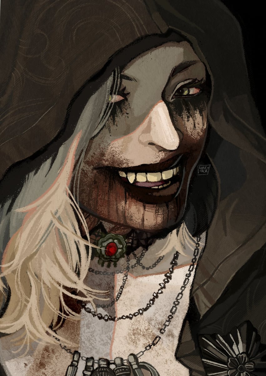 bela dimitrescu (resident evil and 1 more) drawn by looneyorca