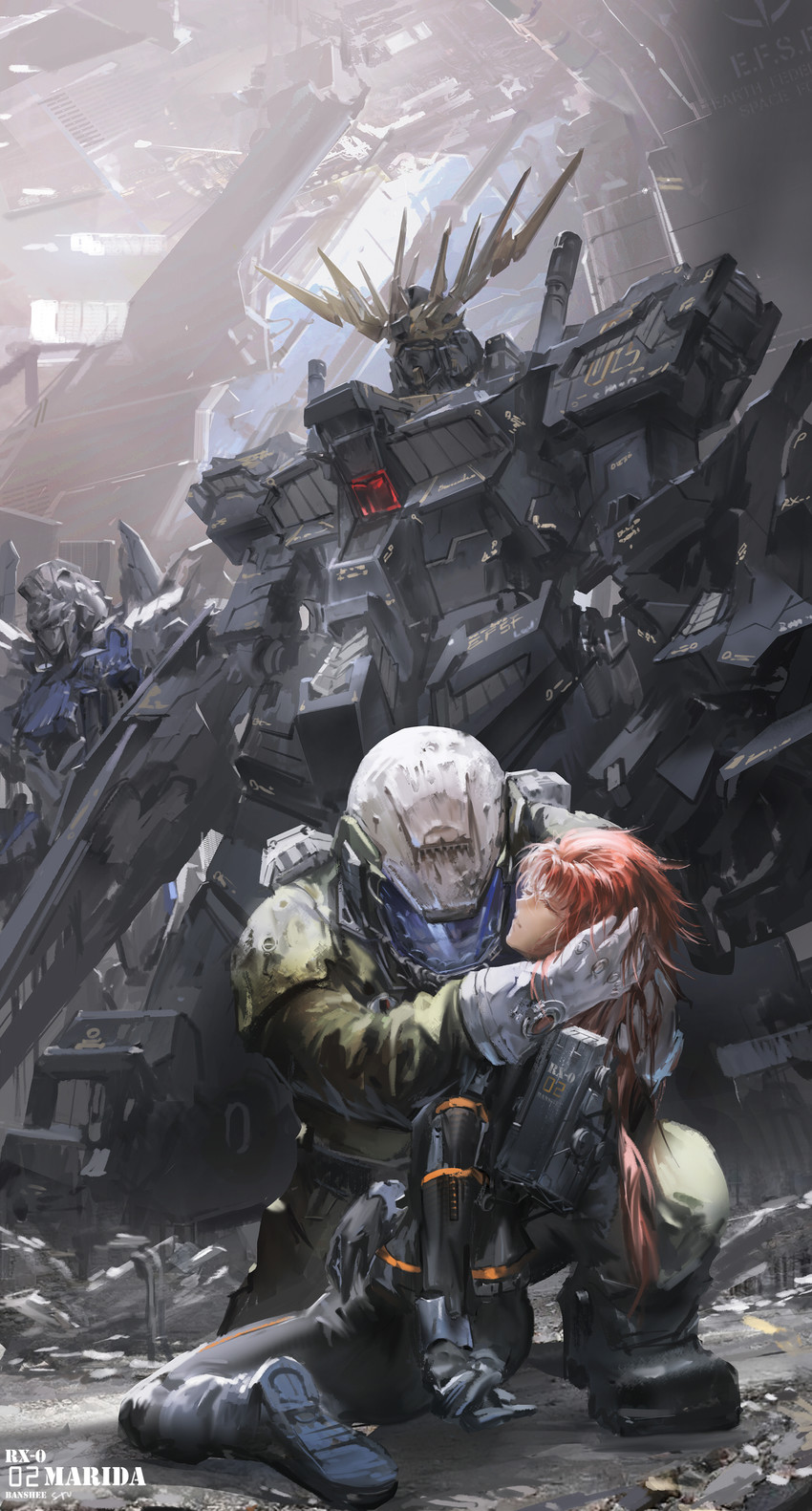 marida cruz, unicorn gundam banshee, suberoa zinnerman, and delta plus (gundam and 1 more) drawn by stu_dts