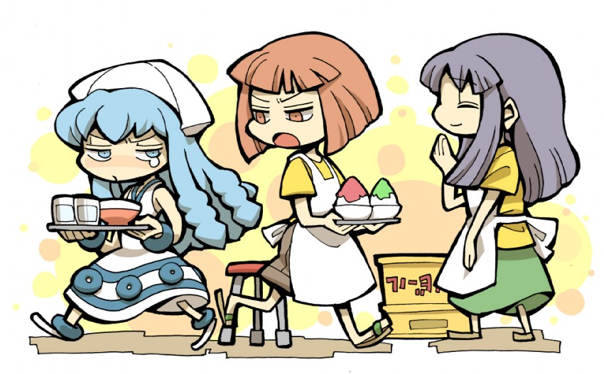ikamusume, aizawa eiko, and aizawa chizuru (shinryaku! ikamusume) drawn by hounori