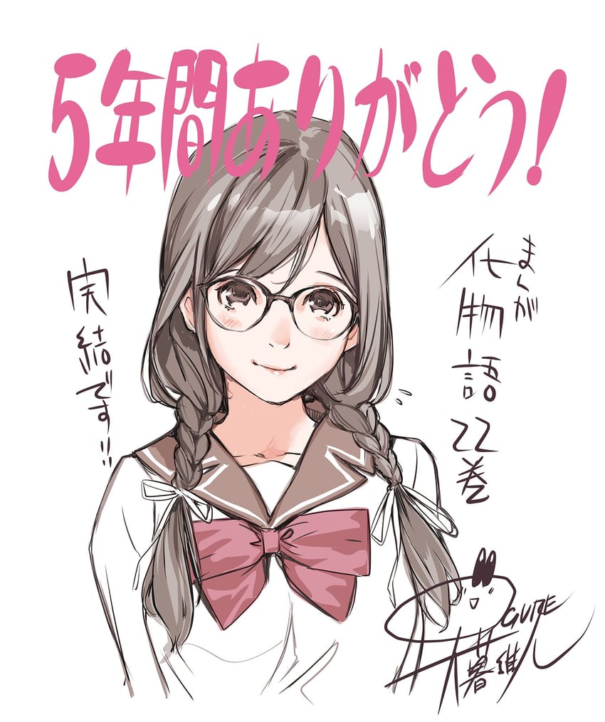 hanekawa tsubasa (monogatari and 1 more) drawn by oogure_ito