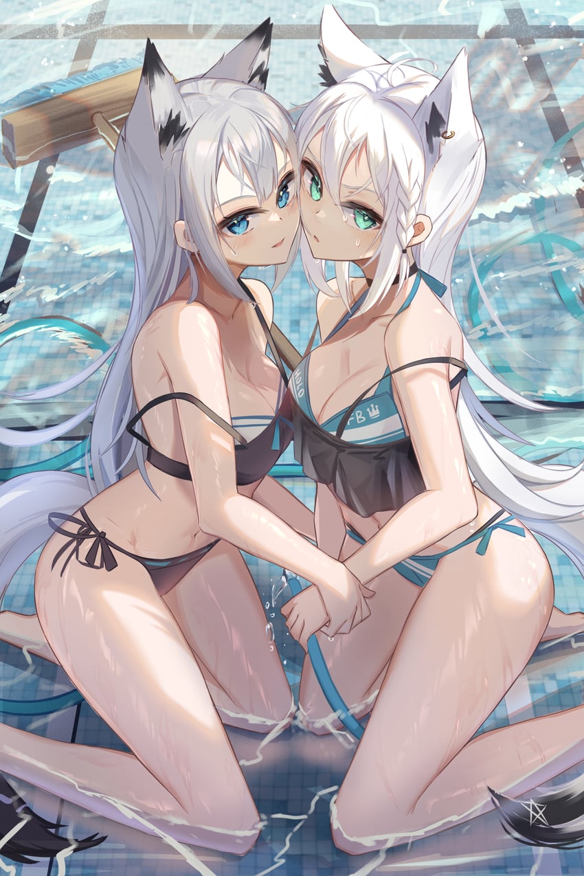 shirakami fubuki and kawakaze (hololive and 1 more) drawn by kitabana