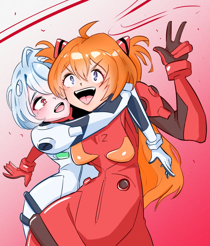 souryuu asuka langley and ayanami rei (neon genesis evangelion) drawn by nyanmech