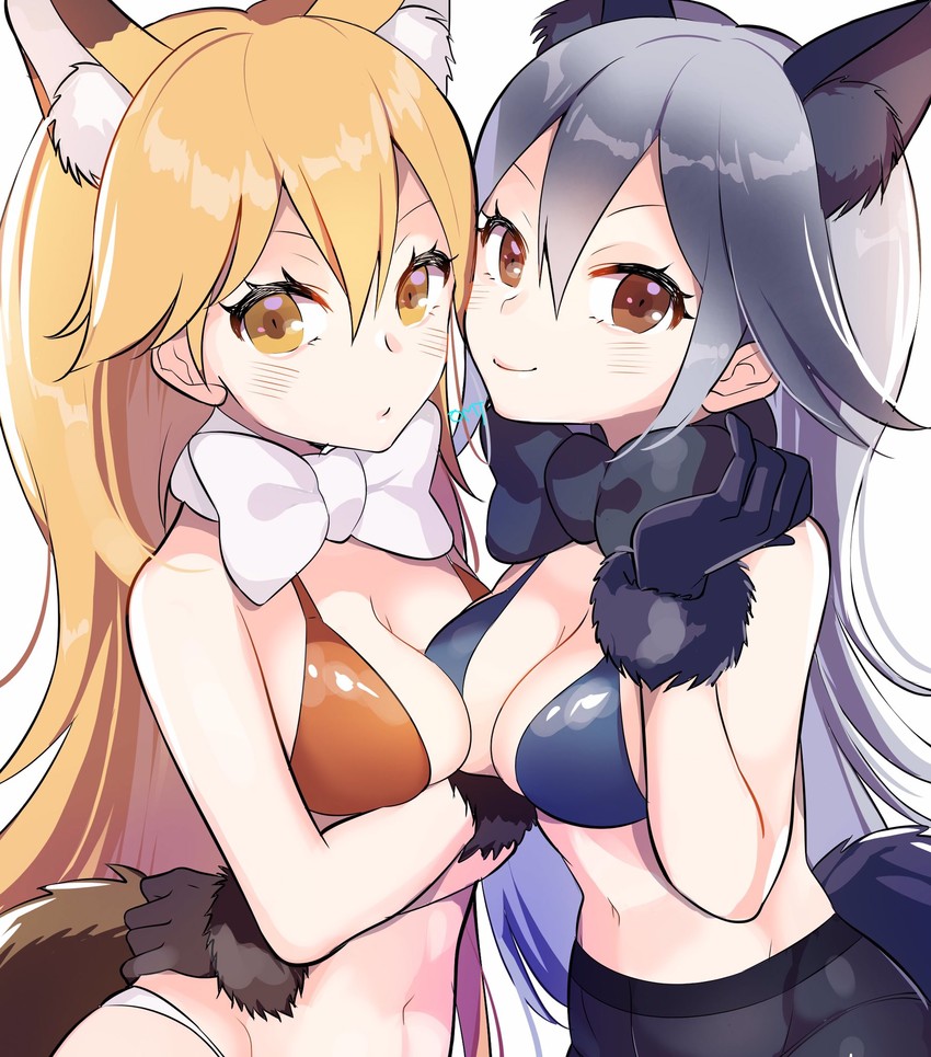 silver fox and ezo red fox (kemono friends) drawn by omucchan_(omutyuan)