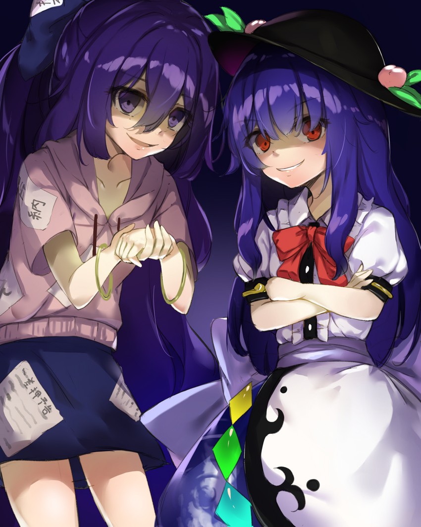 hinanawi tenshi and yorigami shion (touhou) drawn by piyodesu