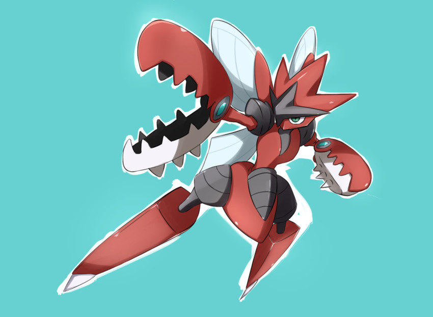 scizor and mega scizor (pokemon) drawn by meta-tron